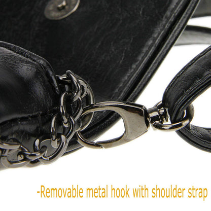 WITERY Small Crossbody Bag for Women Goth Bag Cell Phone Purse PU Leather Gothic Purse Mini Concert Shoulder Travel Purse with Chain
