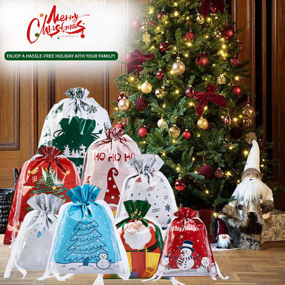 sishunhang 38PCS Christmas Gift Bags, Assorted Sizes Bulk S/M/L, Waterproof Holiday Gift Wrap with Drawstring,Gift Sacks,Gift Wrap Bags,Gift Bags For Presentsgift (38)