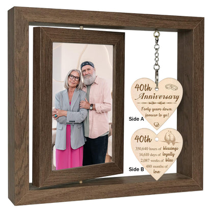 EYITUPC 40th Wedding Anniversary Picture Frame Gifts, 40 Year Anniversary Frame for Couples Parents (Display Two 4x6)