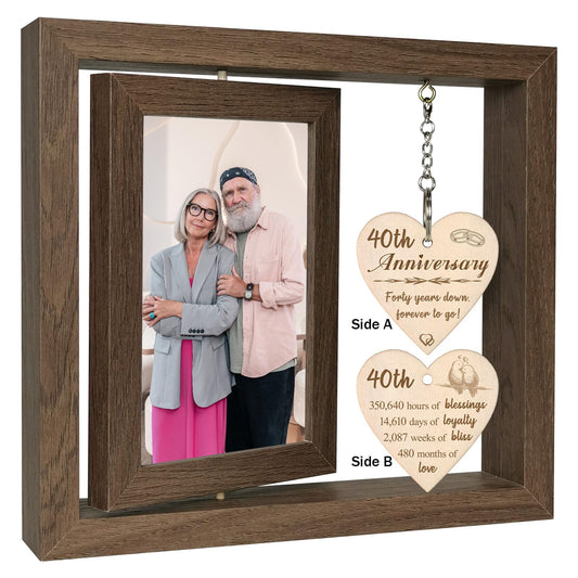 EYITUPC 40th Wedding Anniversary Picture Frame Gifts, 40 Year Anniversary Frame for Couples Parents (Display Two 4x6)