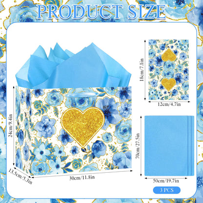 LUUFILx Anniversary Party Gift Bag for Her Him Bridal Gift Bag with Wrapping Paper and Card for Bridal Showers Weddings Anniversaries Engagements