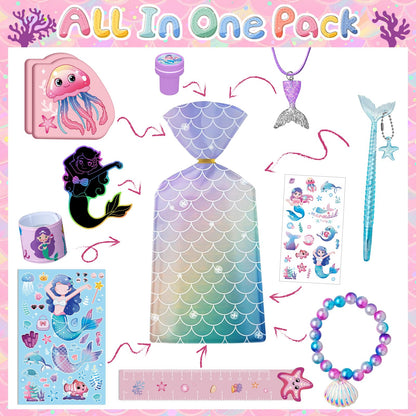DMIGHT 110Pcs Mermaid Party Favors Including Stampers, Notebooks, Mermaid Party Decorations