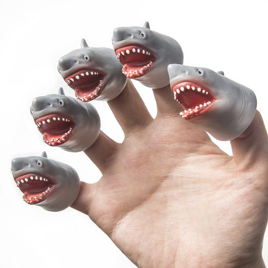 Shark Finger Puppet Set, Ocean Animal Puppet Show Theater Props, Novelty Toys Weird Stuff Gifts, 5 PCS
