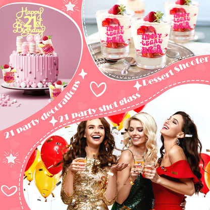 LOVEVOYAGE 21st Birthday Gift for Her - In My Legal Era 21st Birthday Shot Glass with Gift Box, Pink 2005 Turning 21 Bday Presents & Decorations for Daughter, Sister, Friend