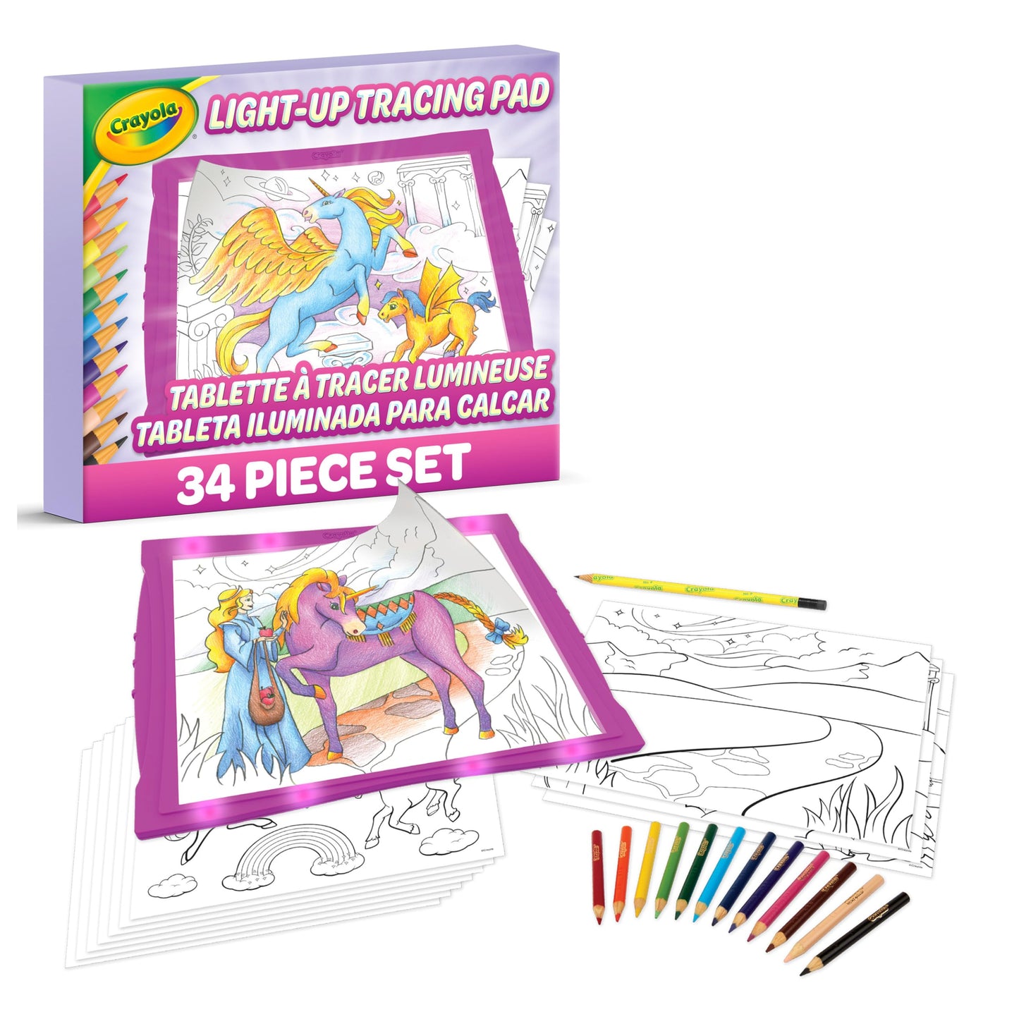 Crayola Light Up Tracing Pad Pink, Best Birthday Gifts for Girls & Boys, 6, 7, 8 Year Olds, Kids Toys, Light Box Art Kit for Kids