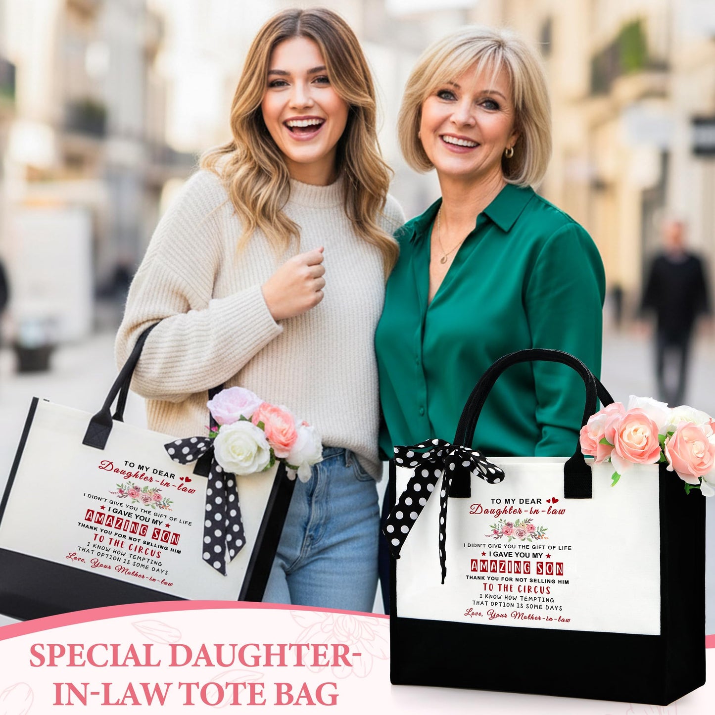 Saineron Daughter in Law Gifts from Mother in Law Future Daughter-in-Law Birthday Gifts Thoughtful Wedding Day, Anniversary, Happy Birthday Gift Includes Canvas Tote Bag, 16oz Glass Cup
