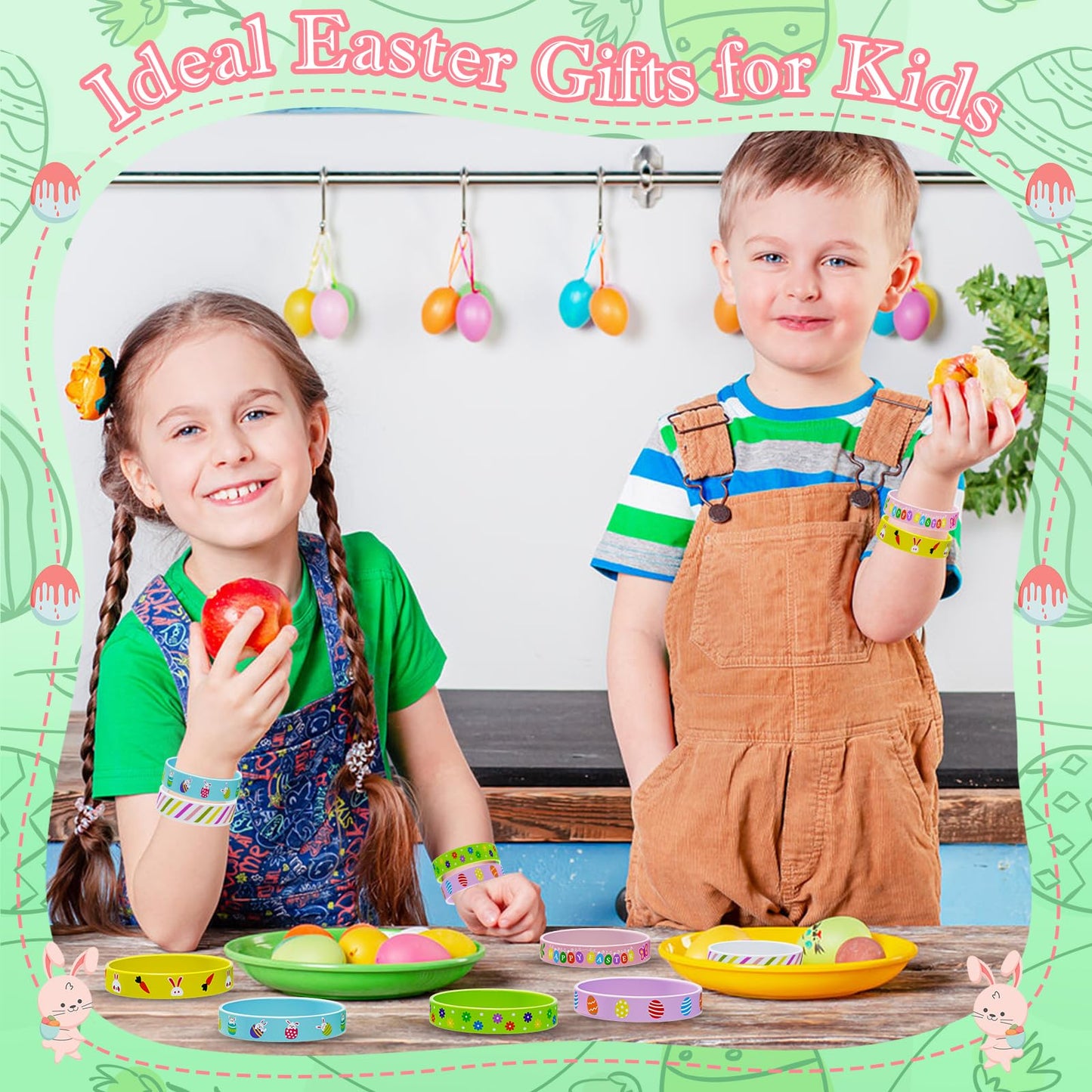 Easter Rubber Bracelets for Kids 30PCS Easter Basket Stuffers Egg Fillers Silicone Wristbands Bulk Easter Party Favors Supplies for Kids Goodie Bag Stuffers Student Gifts Classroom Prizes Accessories