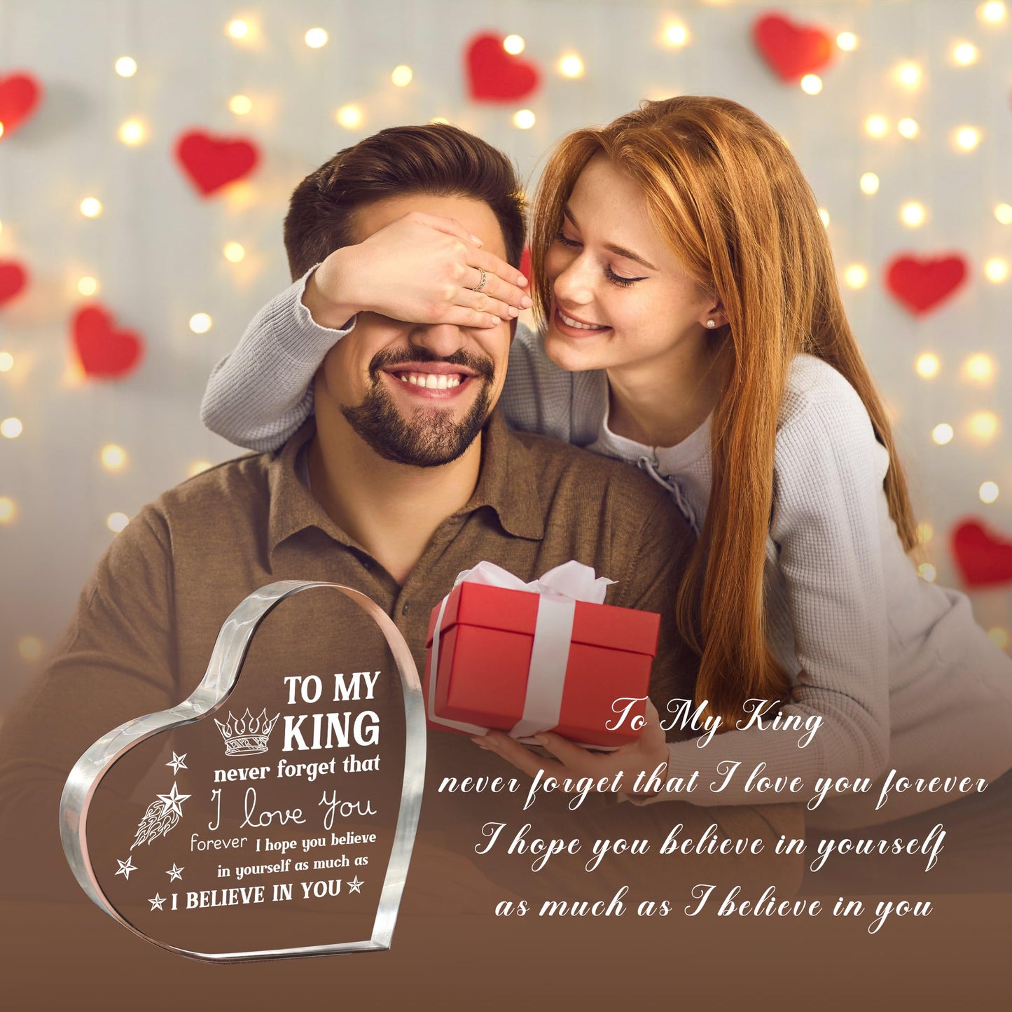 Gifts for Him Boyfriend, Mens Gifts, Anniversary I Love You Gifts for Him, Men's Heart Shaped Acrylic Block -Fathers Day Birthday Gifts for Boyfriend Husband