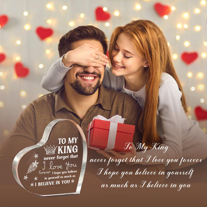 Gifts for Him Boyfriend, Mens Gifts, Anniversary I Love You Gifts for Him, Men's Heart Shaped Acrylic Block -Fathers Day Birthday Gifts for Boyfriend Husband