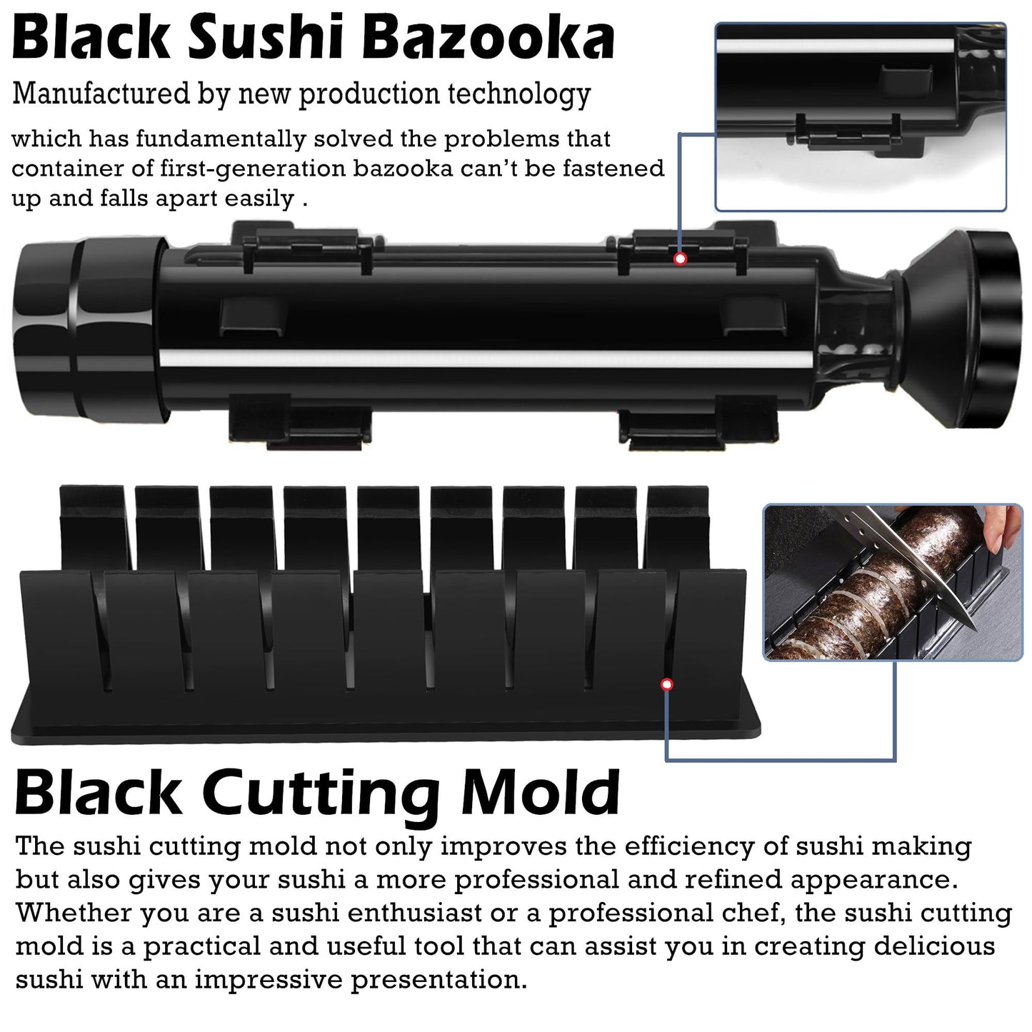 FUNGYAND Sushi Making Kit, 27-in-1 Professional Maker Set with Bazooka Roller, Nigiri & Musubi Presses, Bamboo Mats, Knife, Chopsticks, Ceramic Dishes - Ideal for Beginners