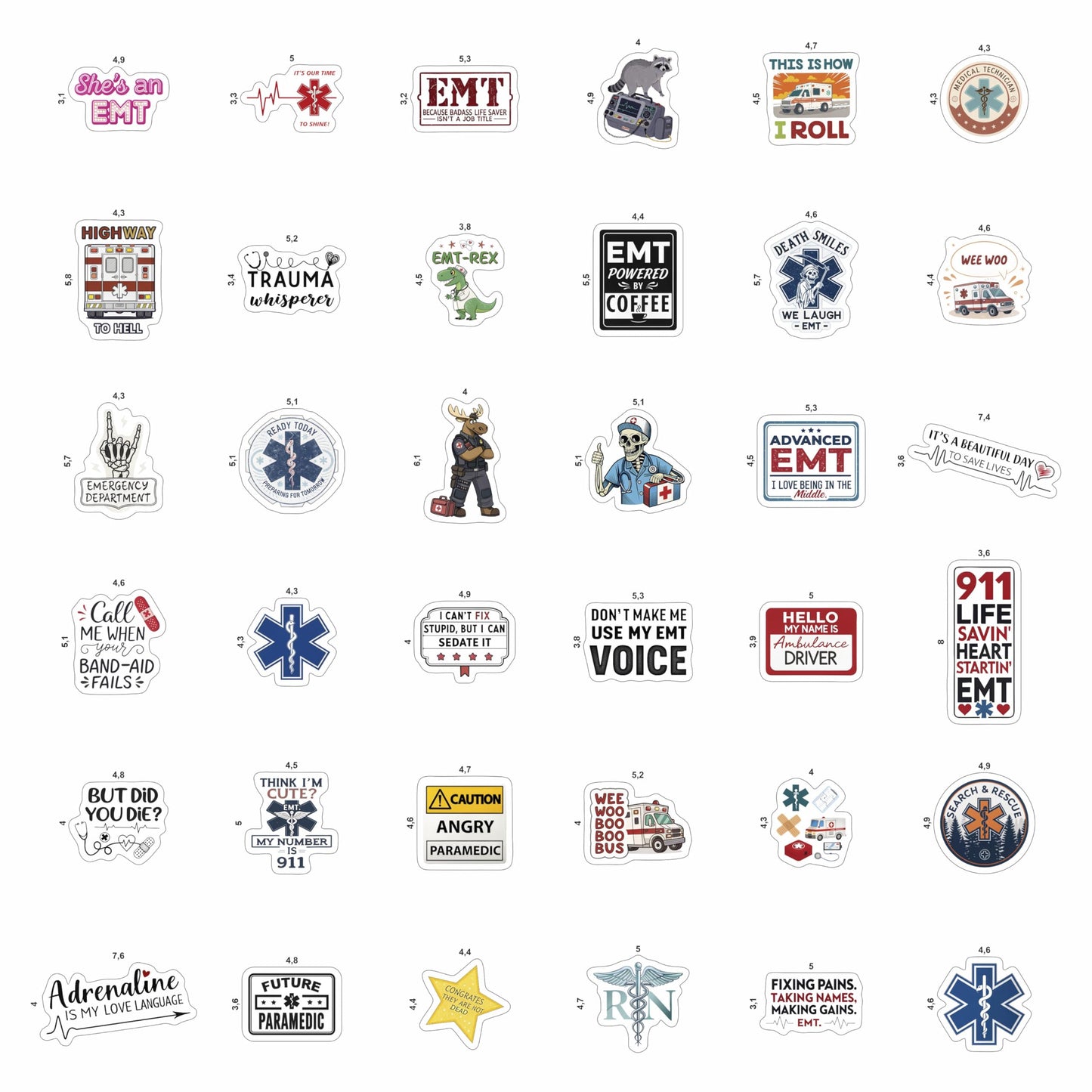 100Pcs Emergency Medical Technician Stickers for Water Bottle - Funny EMT Stickers and Decals - EMT Gifts, Party Decorations - Gift for Women & Men
