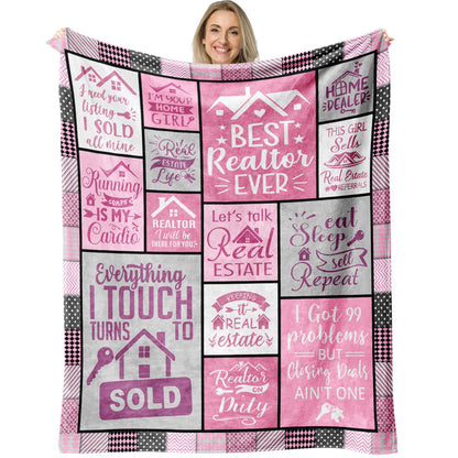 Realtor Gifts Blanket 60" x 50", Real Estate Agent Gifts, Realtor Gifts for Women, Gifts for Realtors Female, Gifts for A Real Estate Agent, Closing Gift for Realtors at Closing