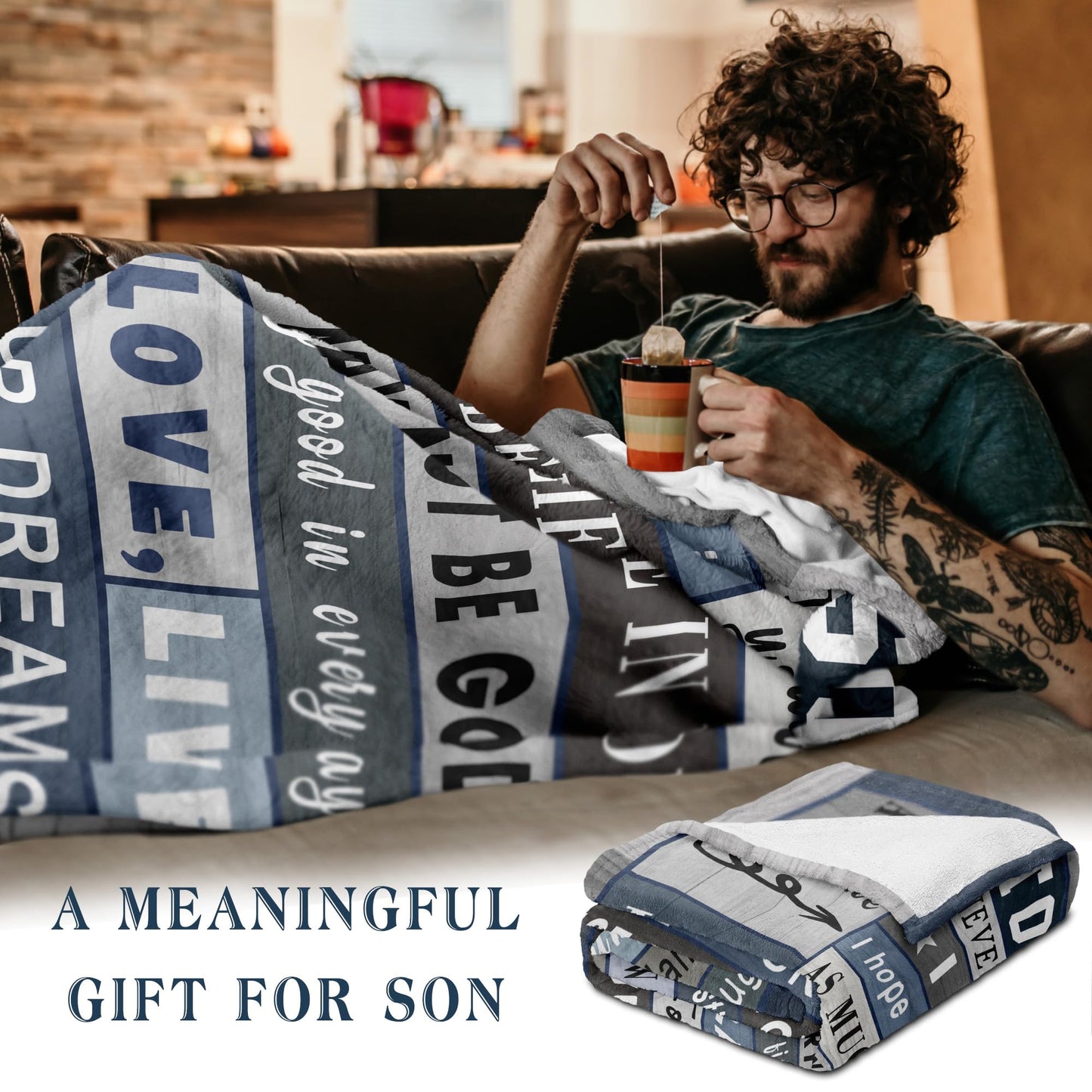 Gifts for Son Blanket from Mom Dad - Son Christmas Birthday Gift Adult - Ultra Soft Plush Throw Present Ideas for Bedding Sofa - 60"x50"