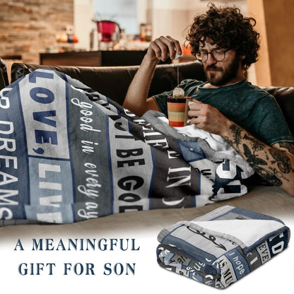 Gifts for Son Blanket from Mom Dad - Son Christmas Birthday Gift Adult - Ultra Soft Plush Throw Present Ideas for Bedding Sofa - 60"x50"