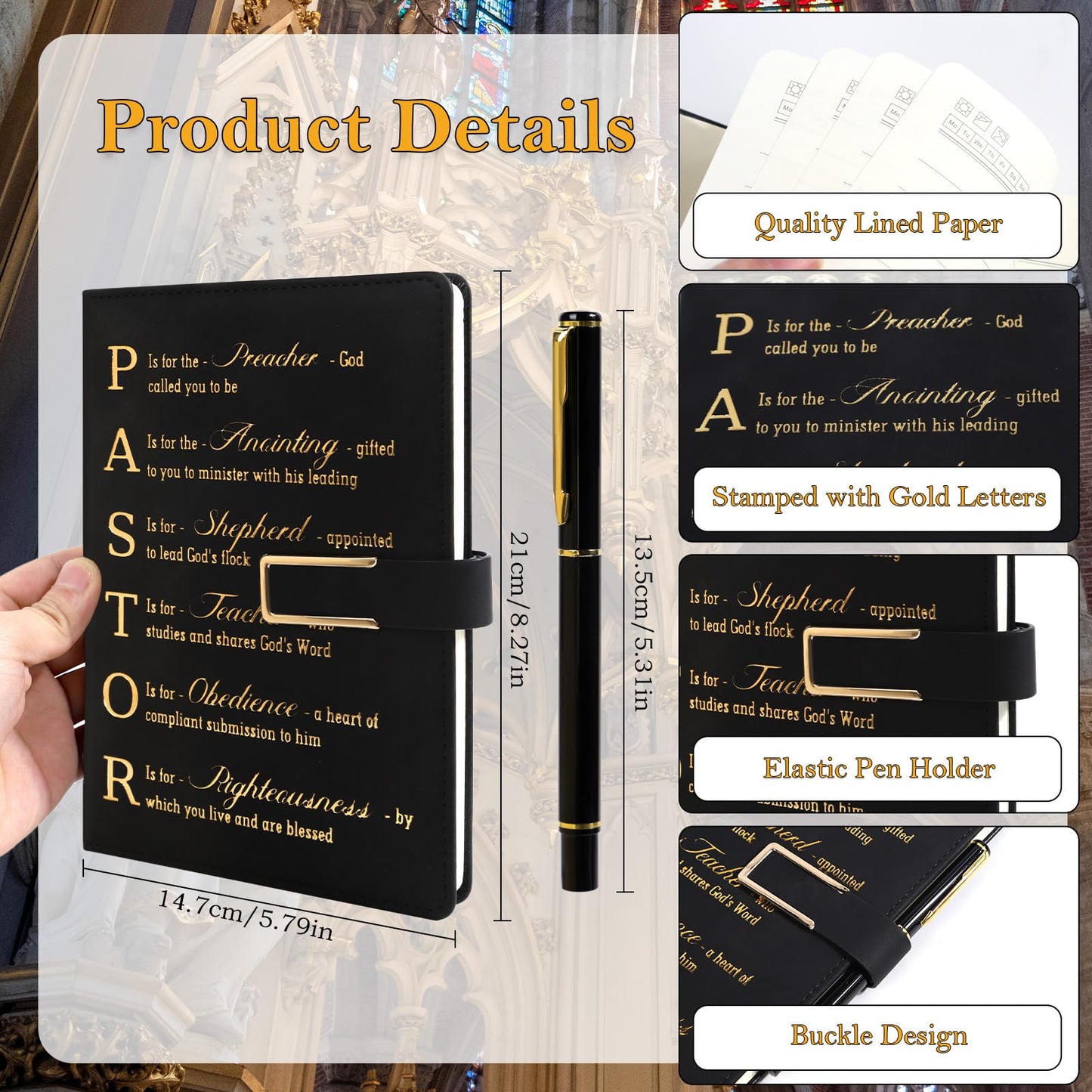 Keluna Pastors Appreciation Gifts Set - Pastors Fathers Day Christmas Retirement Easter Anniversary Church Birthday Gifts, Include a Journal Notebook and Clergy Pen for Ordination Minister Priest