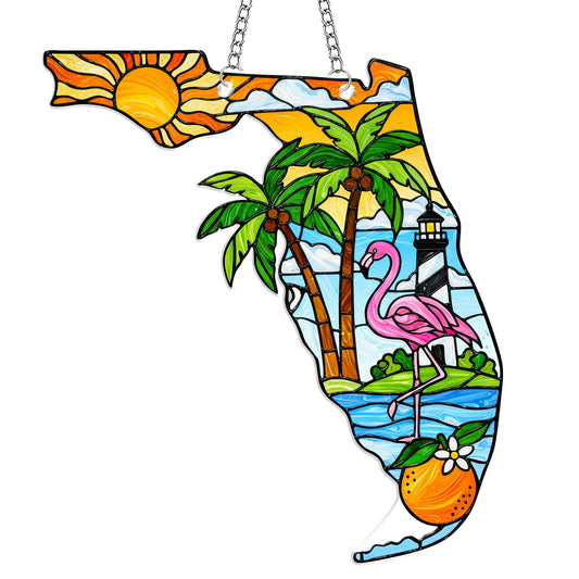 Acrylic Florida Suncatcher Ornaments for Christmas Tree - United States Gifts for Women, Travel Lovers Gift, Christmas Ornament for Tree Decorations, Florida Gifts for Women