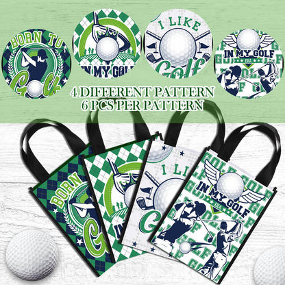 Estune 24 Pcs Golf Party Favor Bags Golf Gift Goodie Bags Treat Candy Non Woven Wrapping with Handles Tote for Sports Birthday Party Supplies Sports Theme Decorations