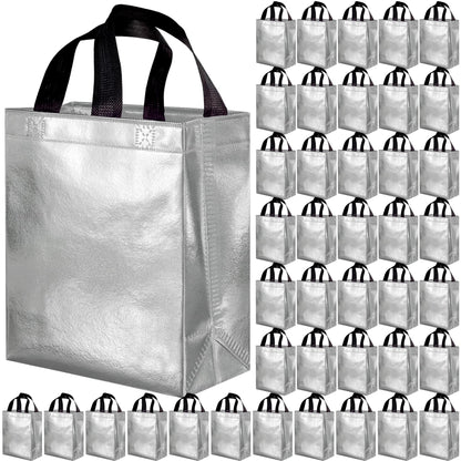 BLEWINDZ 100 Medium Reusable Gift Bags with Handles - Ideal Party Favors & Shopping Bags (10 Colors)