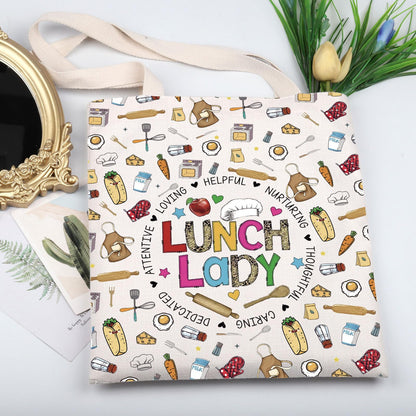 KUIYAI Lunch Lady Appreciation Tote Bag Cafeteria Crew Gift Lunch Squad Gift School Lunch Stuff Gift Cafeteria Lady Shoulder Bag