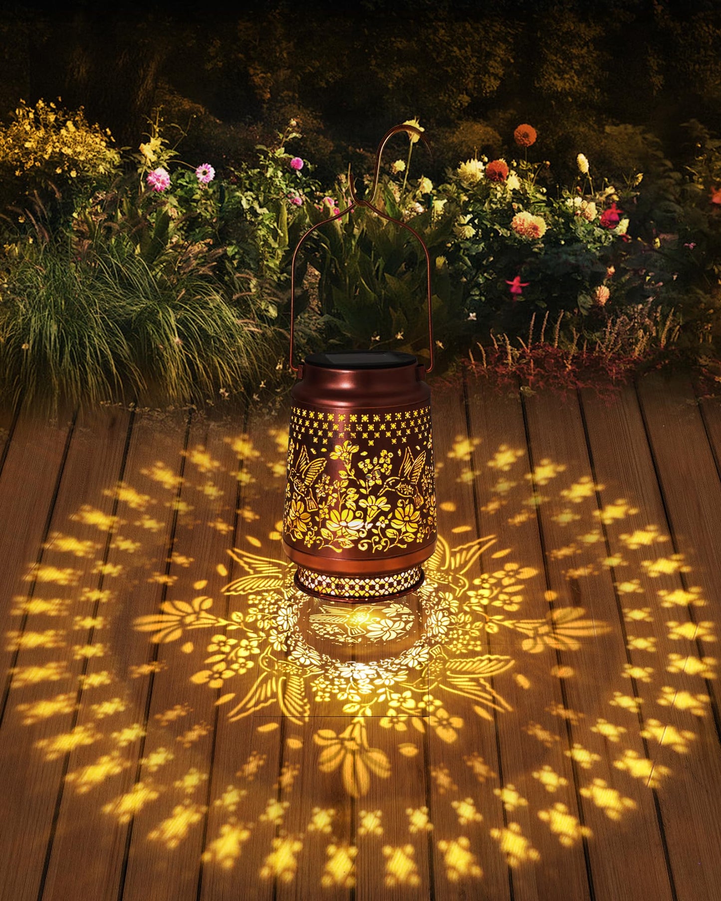 Solar Lanterns Outdoor Waterproof Hummingbird Elegant Garden Decor Birthday Gifts for Women Mom Grandma Sister Metal Hanging Solar Lights Outside Gardening Decorations for Backyard, Patio, Lawn, Porch