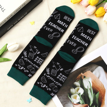 Math Teacher Gifts for Women Men, Math Teacher Appreciation Gifts Socks, Best Retirement Graduation End of Year Birthday Gift for Mathematics Teachers Christmas Valentines Stocking Stuffers