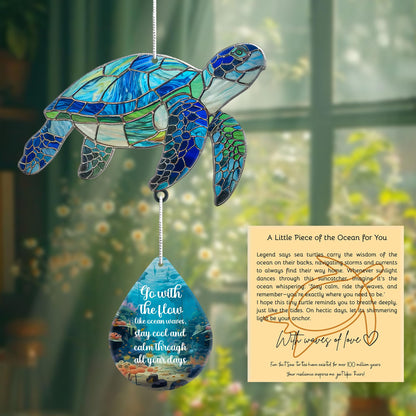 Sea Turtle Christmas Ornament with Waterdrop Quote – Sea Turtle Gifts for Women, Beach Gift for Women, Beach Lovers – Ocean Themed Gift, White Elephant Gifts for Adults
