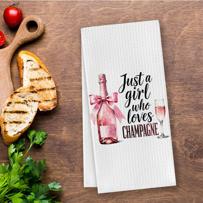 Coquette Champagne Gifts Kitchen Towels for Women, Just a Girl Who Loves Champagne Hand Tea Dish Towels for Kitchen Bathroom Decor, 16x24 Inches
