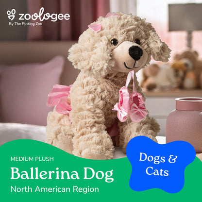 The Petting Zoo Ballerina Scruffy Dog Stuffed Animal, Gifts for Kids, Caramel Brown Dog Plush Toy 10 Inches