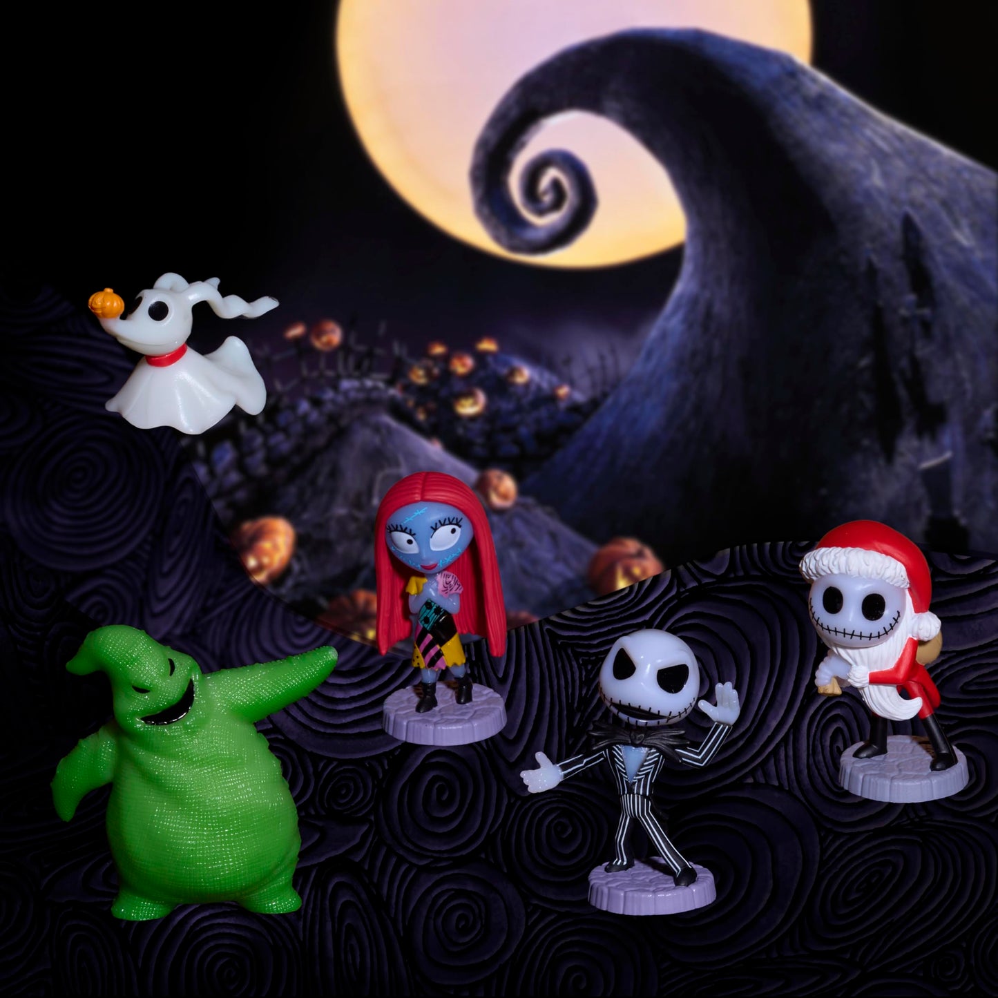 Disney Tim Burton's The Nightmare Before Christmas Collectible Figure Set, 2.5-inch Glow in the Dark Figurines, Toy for Collectors, Fans, Kids Ages 3+