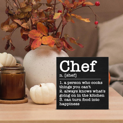 Chef Decor Chef Definition Wooden Box Sign for Home Kitchen Dinner Room Shelf Wall Decor, Cooking Gifts for Chefs Pastry Baker Culinary Student Teacher Cooking Lovers