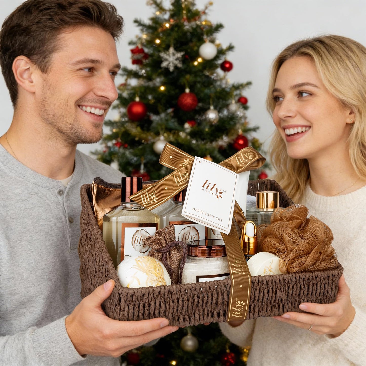 Gifts for Women & Men, Coconut Vanilla Birthday Gift Basket, Spa Gift Basket for Women, Bath and Body Spa Gifts for Mom & Dad, Spa Gift Set Designed for Fathers Day, Mothers Day, Christmas Gifts