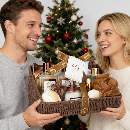 Gifts for Women & Men, Coconut Vanilla Birthday Gift Basket, Spa Gift Basket for Women, Bath and Body Spa Gifts for Mom & Dad, Spa Gift Set Designed for Fathers Day, Mothers Day, Christmas Gifts
