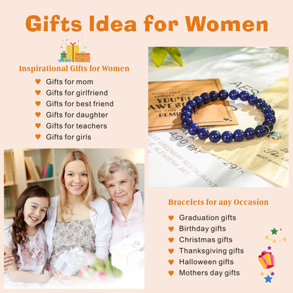 VICKHU Beaded Bracelets for Women Encouragement Healing Natural Gemstone Butterfly Heart Bracelets Gifts for Women Mom Daughter Wife Sister Coworker Friend teacher on Christmas Thanksgiving