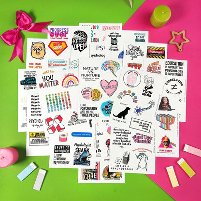 BulbaCraft Psychology Stickers (100Pcs), Funny Vinyl Decals for Laptop, Therapy Gifts, Psychologist Stickers for Women & Men, Waterproof, Reusable