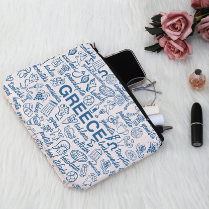 G2TUP Funny Greece Lovers Gift Greece Food Makeup Bag Greece Traveller Cosmetic Bag Greek Culture Lovers Gift (Greece Food MB)