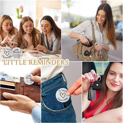 Sureio Pocket Hug Token Gifts for Men Boyfriend Girlfriend Inspirational Gift for Son Daughter Brother with Leather Keychain