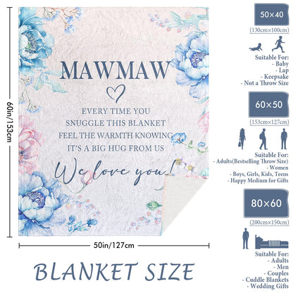 Mawmaw Gifts, Mawmaw Blanket 60" x 50", Mawmaw Birthday Gifts, Grandma Gifts for Mawmaw, Mother's Day Mawmaw Gifts, Mawmaw Gifts from Grandchildren, Mawmaw Gifts for Christmas