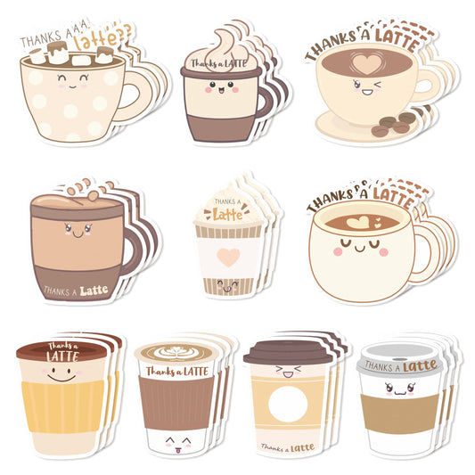 Xqumoi 30 Pack Thanks A Latte Sticky Notes - Coffee Cup Self Sticky Notepad Thank You Gift Latte Lover Self-Adhesive Writing Memo Pad for Barista Office School Supplies Party Favor Goodies Bag Fillers