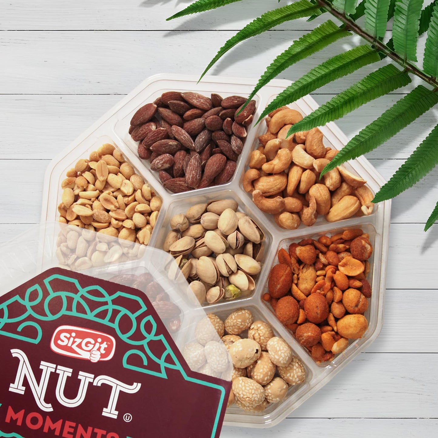 Nut Gift Baskets, 14oz Mixed Nut Gift Box of 7 Sectional Platter, Ideal Nut Assortment for Holidays, Birthdays, Celebrations, Anniversaries, Corporate Occasions and Everyday Snacking