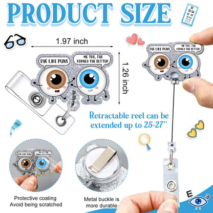 Landical 10 Pcs Optometry Badge Reel Funny Optometrist Badge Clip Holder Retractable Name Card Holder Eye Doctor Ophthalmology Gifts for Medical Md Rn Nurse Office