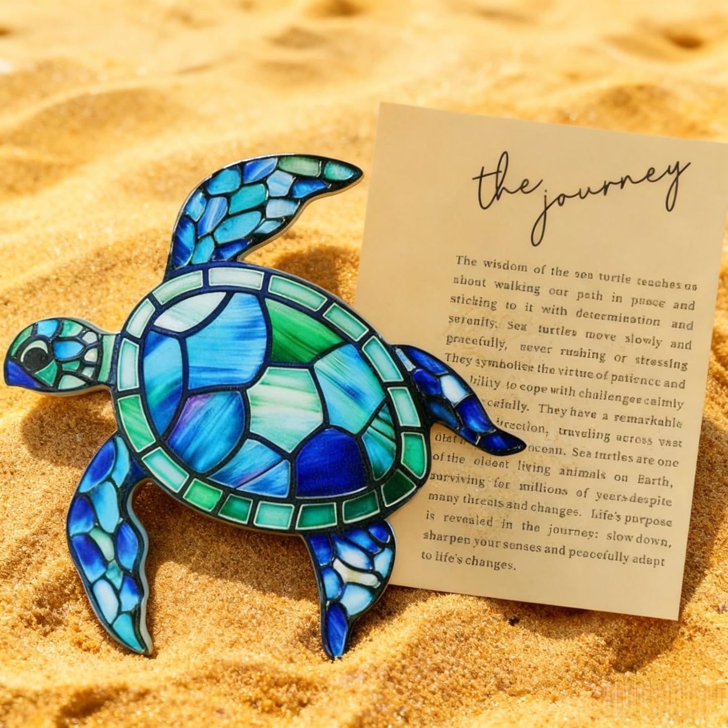 Sea Turtle Acrylic Suncatcher Ornament with Story Card,Sea Turtle Gifts Card for Friends, Beach Ornaments Valentine Birthday Graduation Gift for Friendship Women (Blue)