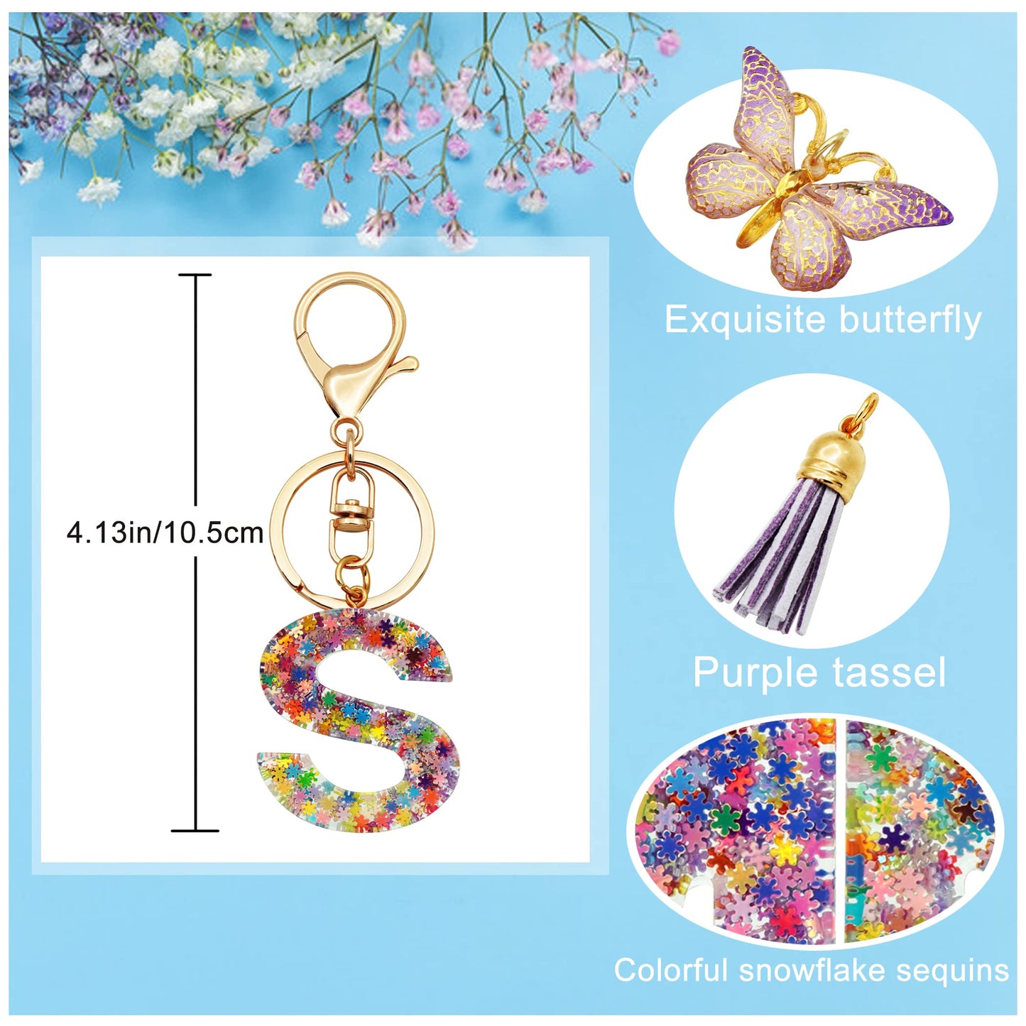 TTYY Initial Letter Keychain for Women Gift for Young Teenage Girl Gifts for Christmas to Mom Daughter Purple tassel