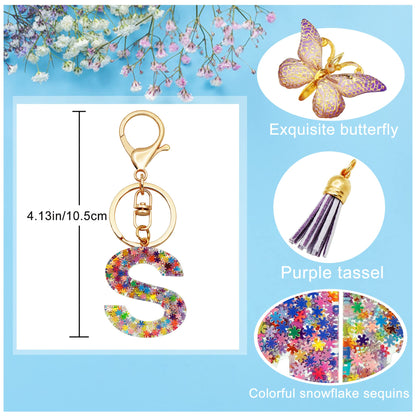 TTYY Initial Letter Keychain for Women Gift for Young Teenage Girl Gifts for Christmas to Mom Daughter Purple tassel