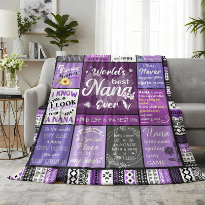 Nana Gifts, Nana Birthday Gifts from Grandkids, Birthday Gift for Nanas, Grandma Mothers Day Birthday Present, Purple Heartwarming Blanket 60”x50”