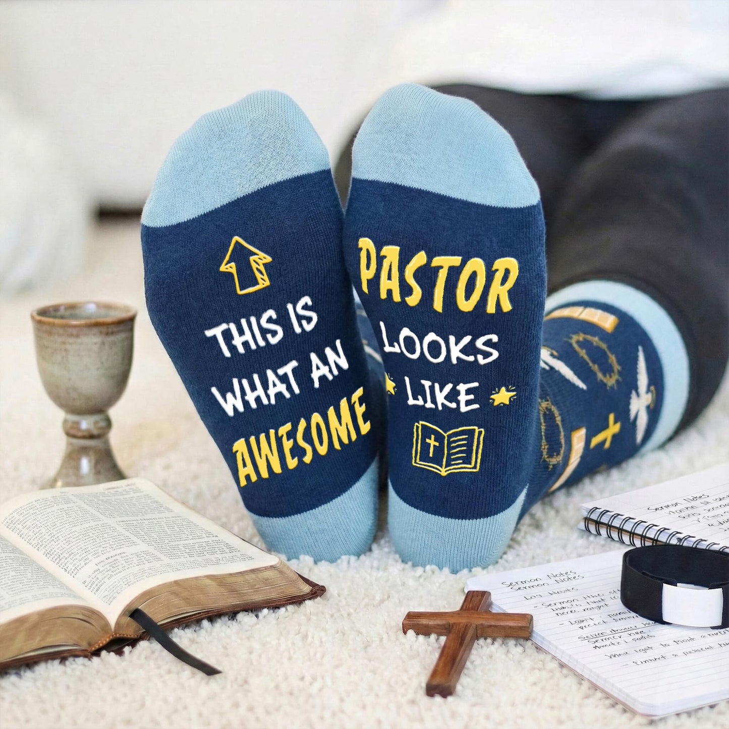 Pastor Appreciation Gifts - Christian Fathers Day Gift for Men, Inspirational Religious Socks for Pastors