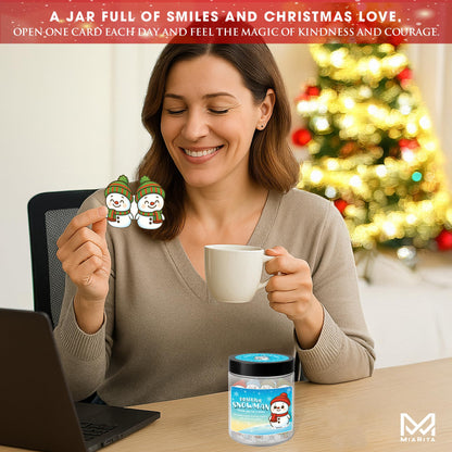 Positive Snowman Jar, 60 Affirmation Cards for Women, Men, Teens & Coworkers, Christmas White Elephant Gifts for Teens, Women - Men, Mom, Teacher, Sisters, Friends, Teen Girl Gifts Trendy Stuff