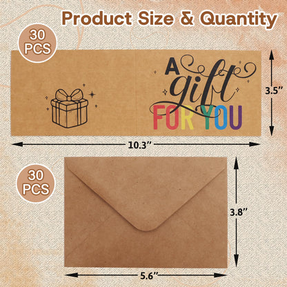Ceiba Tree 30Pak Blank Gift Certificates for Business Kraft Certificate Cards with Envelopes for Salon Restaurants Spa Birthday Holidays Fathers Day
