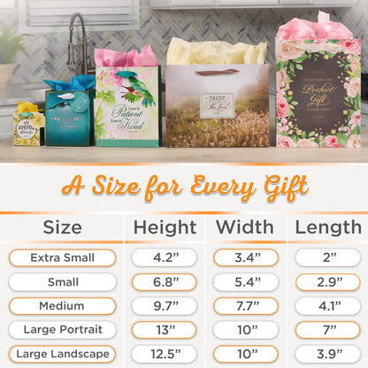 Christian Art Gifts Gift Bag/Tissue Paper Set Trust In The Lord Always Isaiah 26:4 Bible Verse, Blue/Gold, Medium