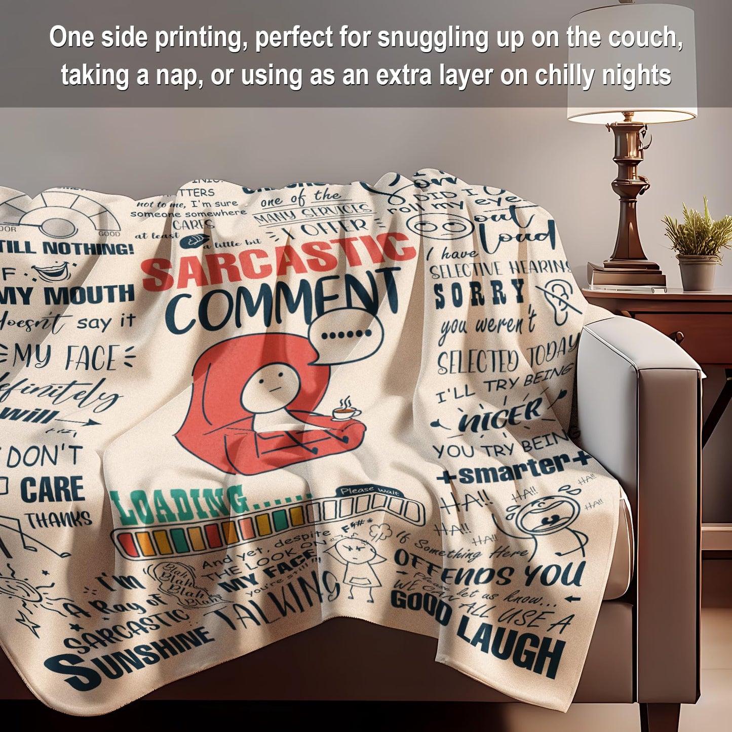 Funny Blanket, Funny Birthday Gifts for Women, White Elephant Gifts for Adults, Funny Gifts for Friends Coworker, Sarcastic Gift for Woman, Sarcastic Comment Blanket 60”x50”