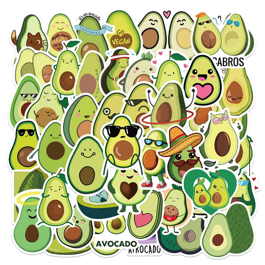 Cute Avocado Stickers for Kids, 50Pcs Kawaii Cartoon Avocado Vinyl Wateproof Stickers for Water Bottles Laptop Scrapbook, Funny Fruit Sticker for Girls Teens Students, Paty Decals